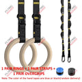 Wooden Gymnastic Rings – Adjustable Straps for Strength, Control & Stability